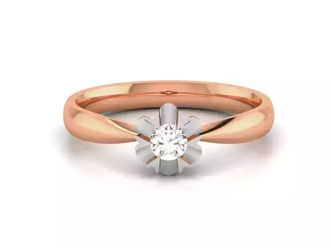 Women Mono Single Diamond Solitaire Ring 3dm render details 3D print model