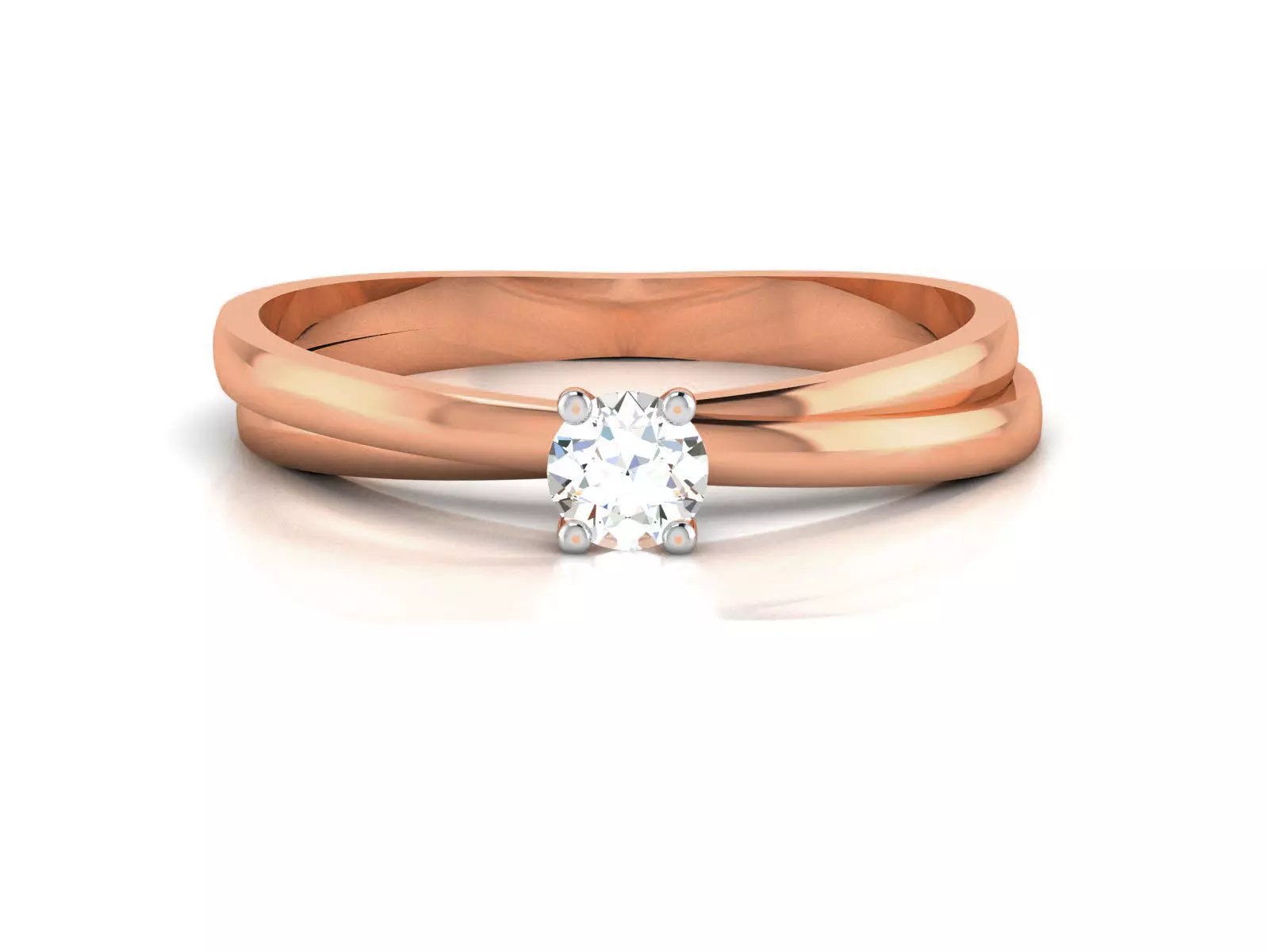 Women Mono Single Diamond Solitaire Ring 3dm render details 3D print model_0