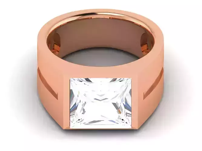 Women Mono Single Princess Diamond Solitaire Ring 3dm render 