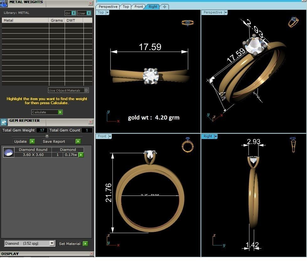 Women Mono Single Diamond Solitaire Ring 3dm render details  3D print model_12