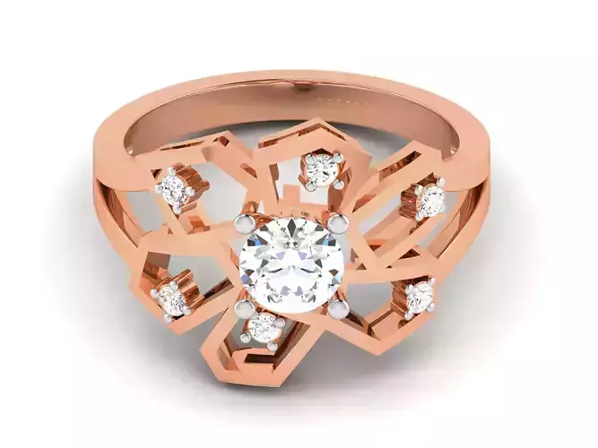 Women Solitaire Ring 3dm render details 