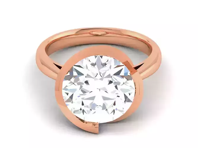 Women Mono Single Diamond Solitaire Ring 3dm render details  3D print model