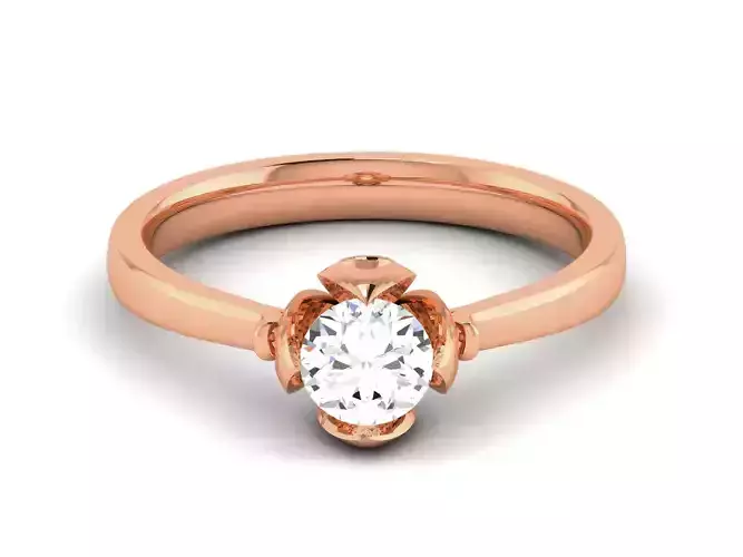 Women Mono Single Diamond Solitaire Ring 3dm render details  3D print model