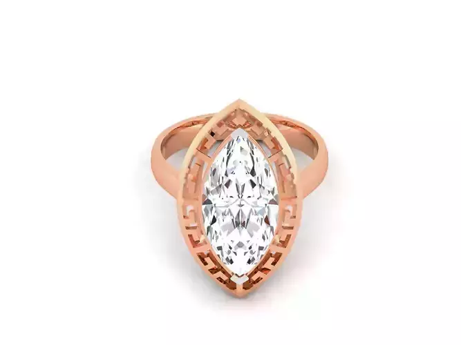 Marquise Mono Single Diamond Solitaire Ring 3dm render details  3D print model