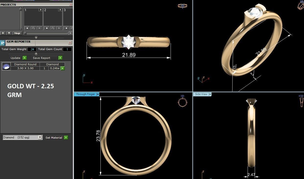 Women Mono Single Diamond Solitaire Ring 3dm render details  3D print model_12