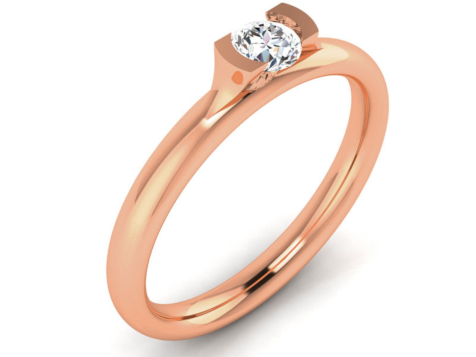 Women Mono Single Diamond Solitaire Ring 3dm render details  3D print model_3