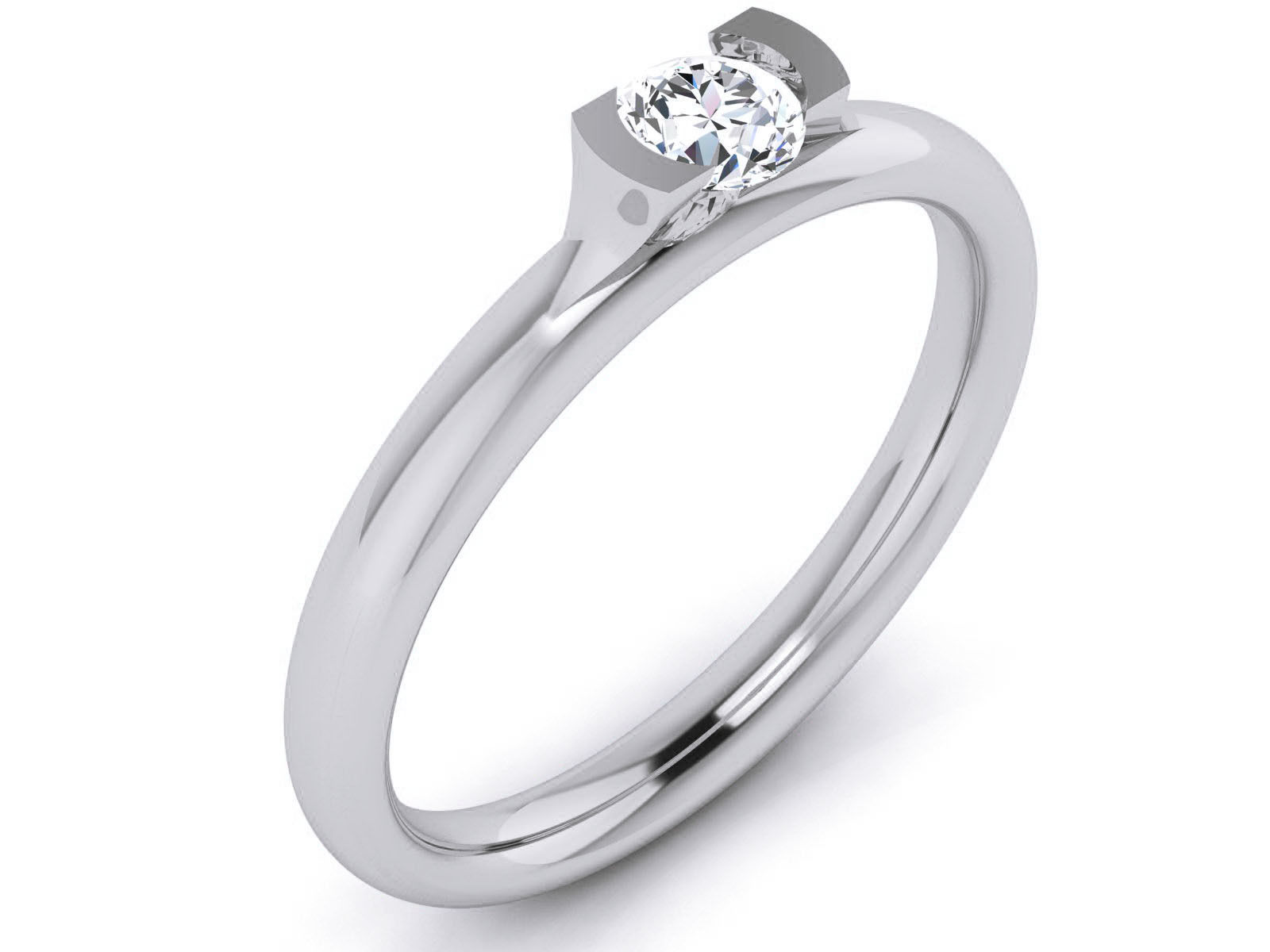 Women Mono Single Diamond Solitaire Ring 3dm render details  3D print model_2