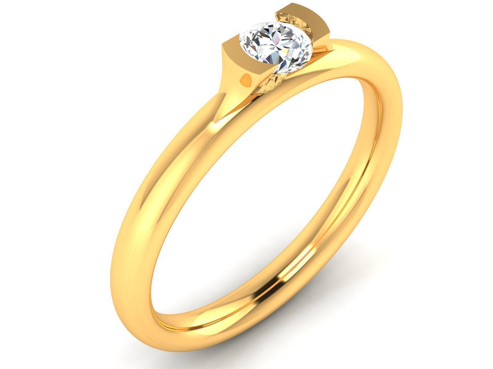 Women Mono Single Diamond Solitaire Ring 3dm render details  3D print model_1