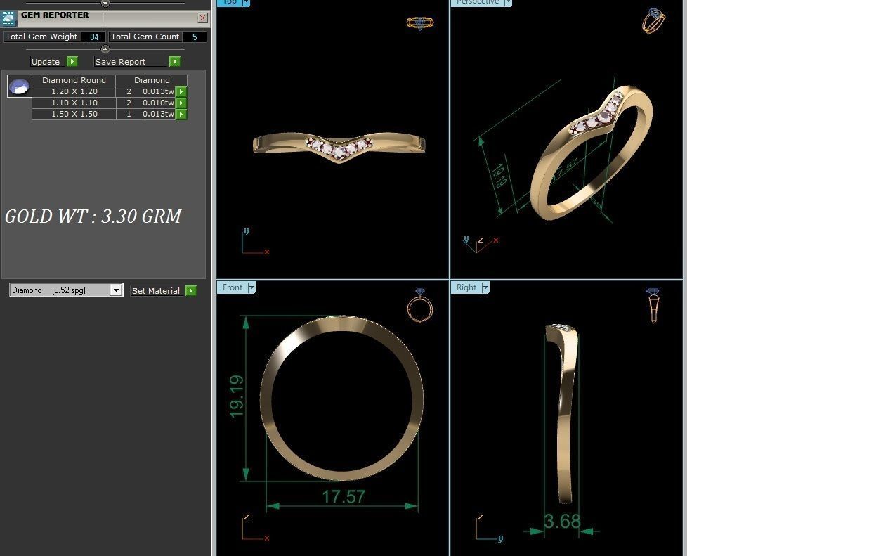 Women Solitaire Ring 3dm render details  3D print model_12