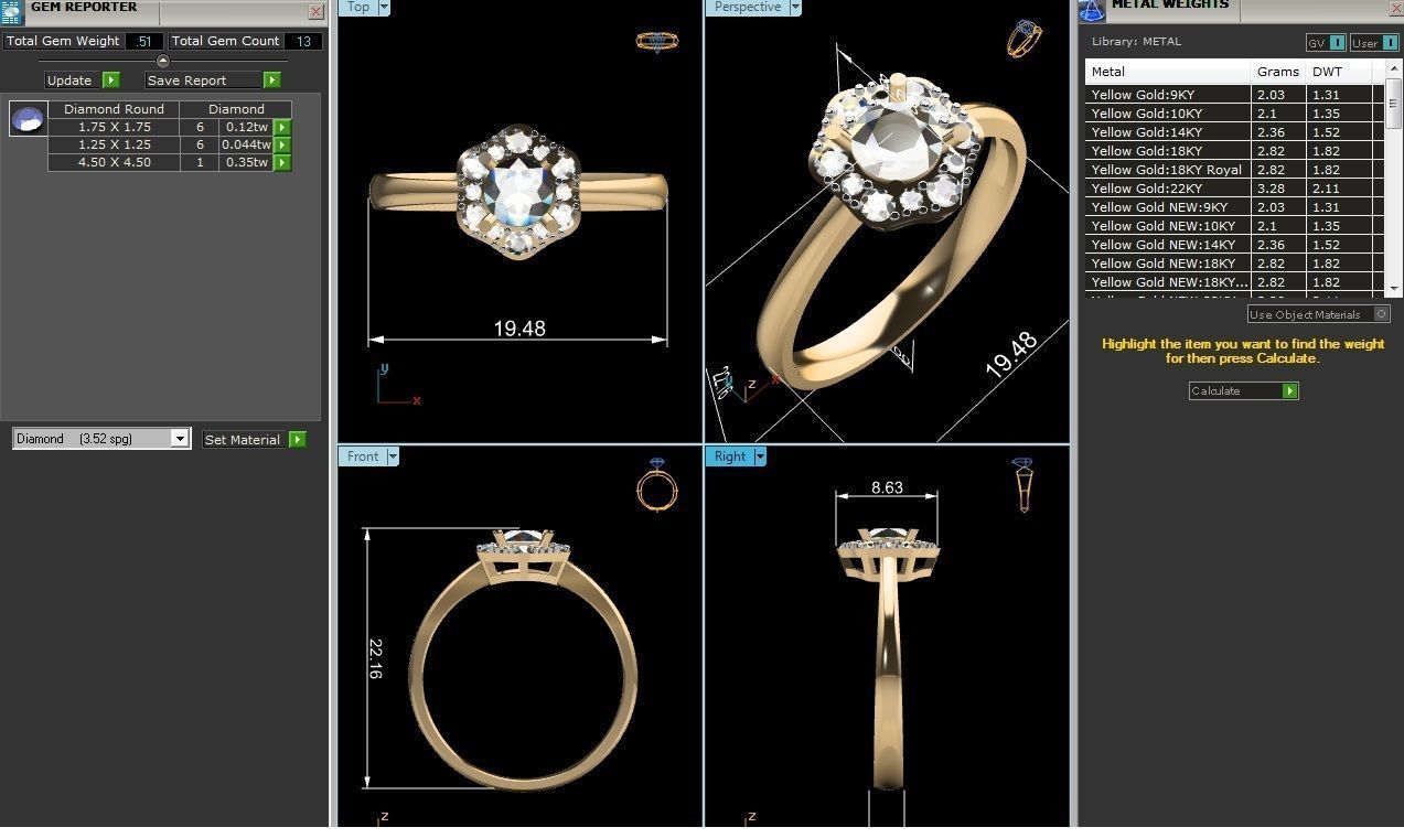 Women Solitaire Ring 3dm render details  3D print model_5