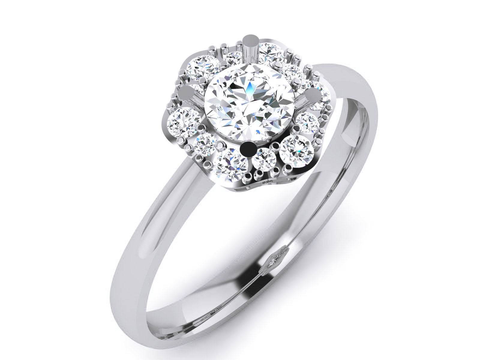 Women Solitaire Ring 3dm render details  3D print model_3