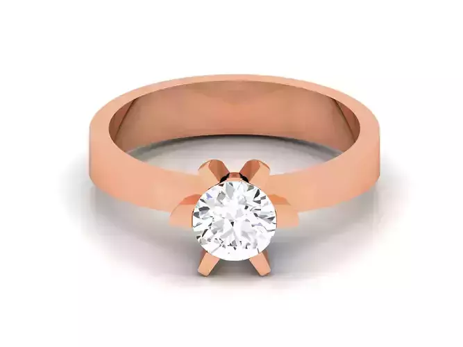 Women Mono Single Diamond Solitaire Ring 3dm render details  3D print model