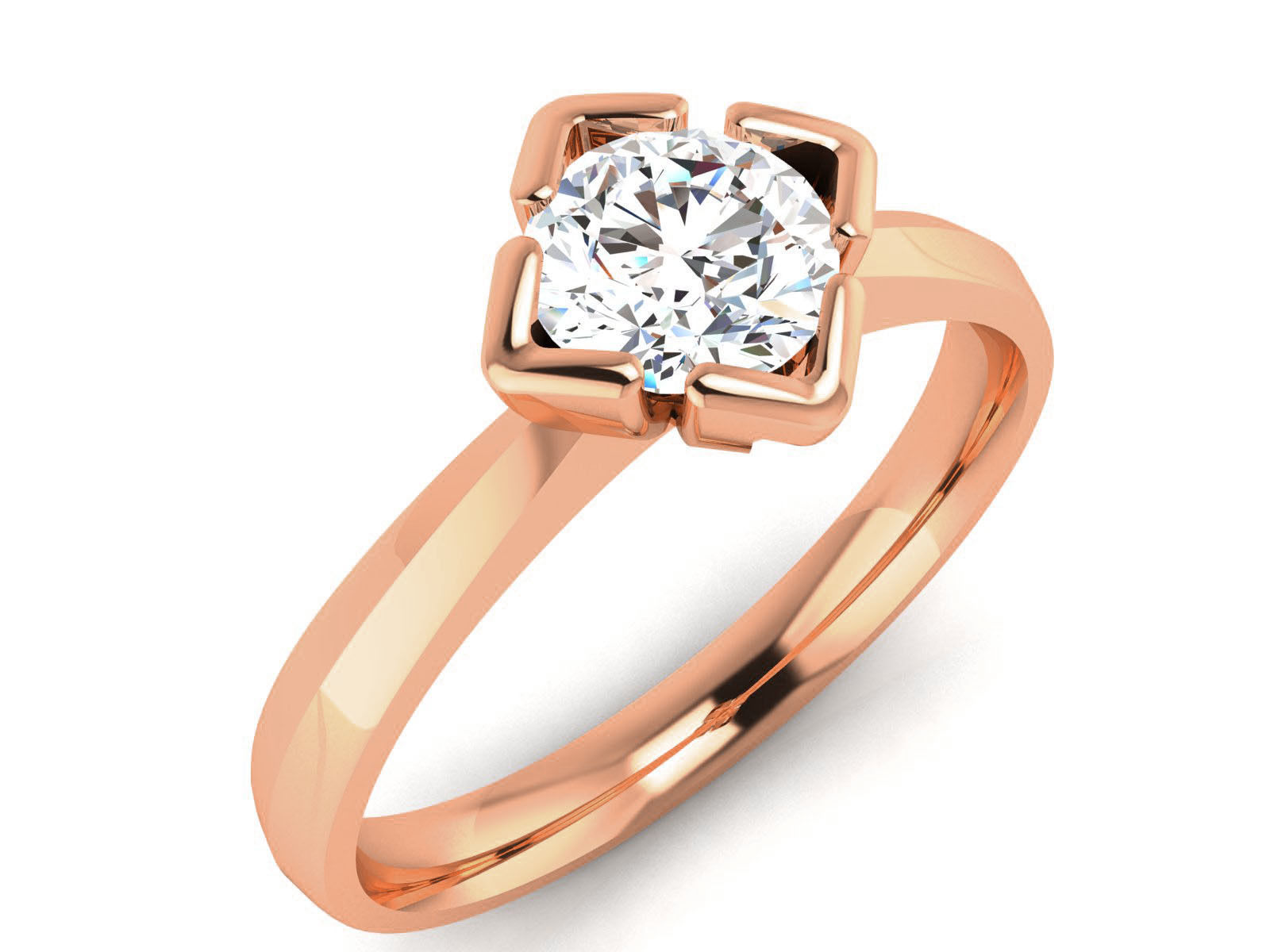 Women Mono Single Diamond Solitaire Ring 3dm render details  3D print model_3