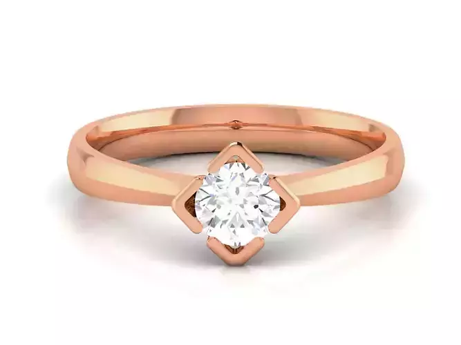 Women Mono Single Diamond Solitaire Ring 3dm render details  3D print model