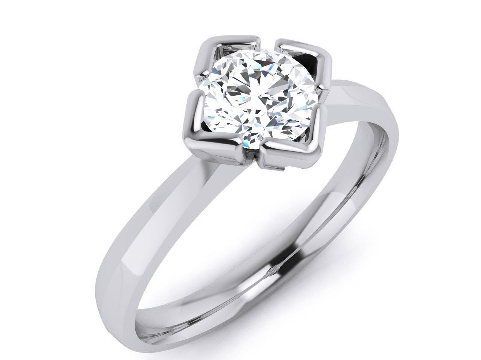 Women Mono Single Diamond Solitaire Ring 3dm render details  3D print model_2
