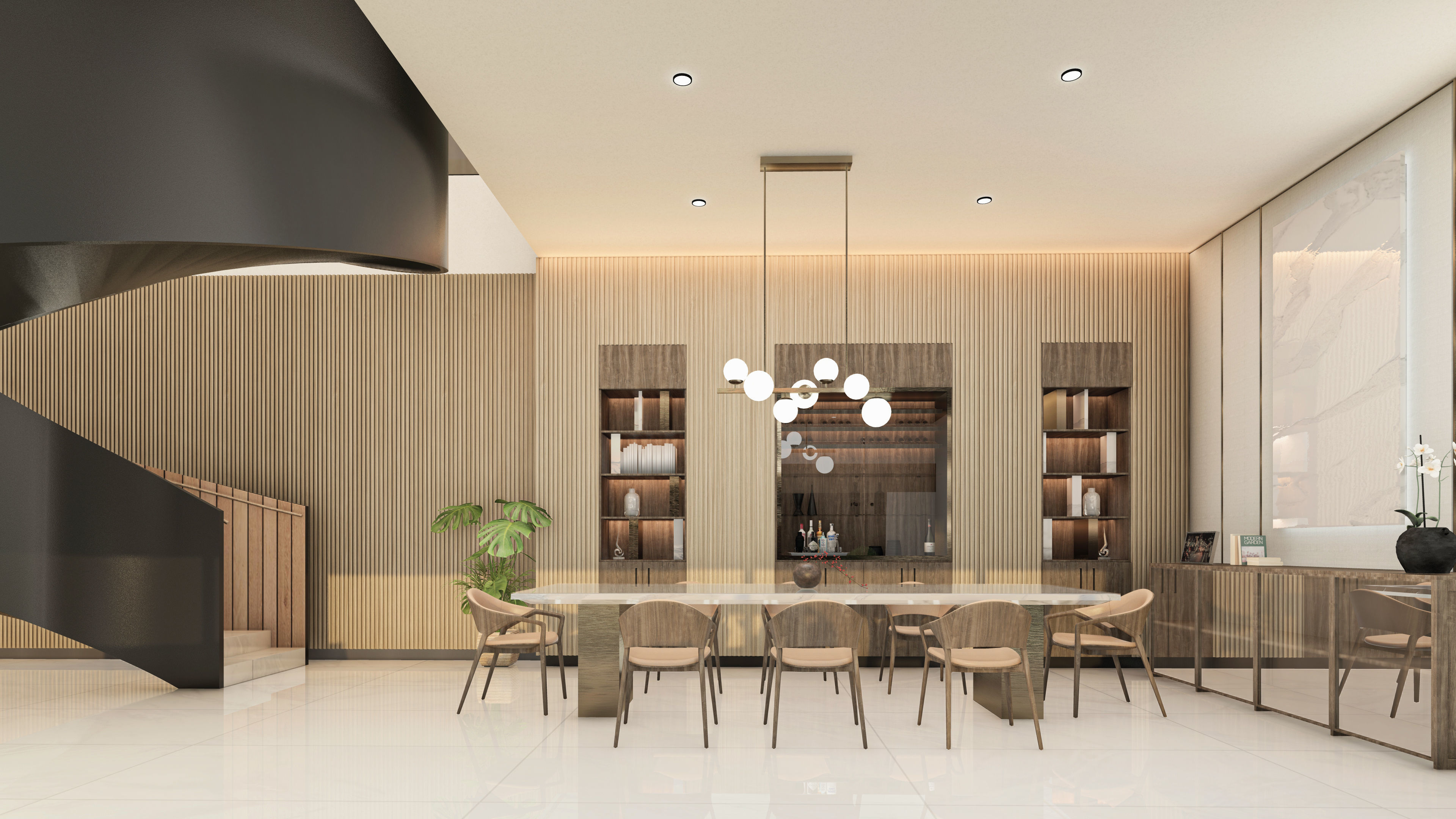 Modern Guest House Exterior Scene - kitchen bedroom furniture  3D model_9