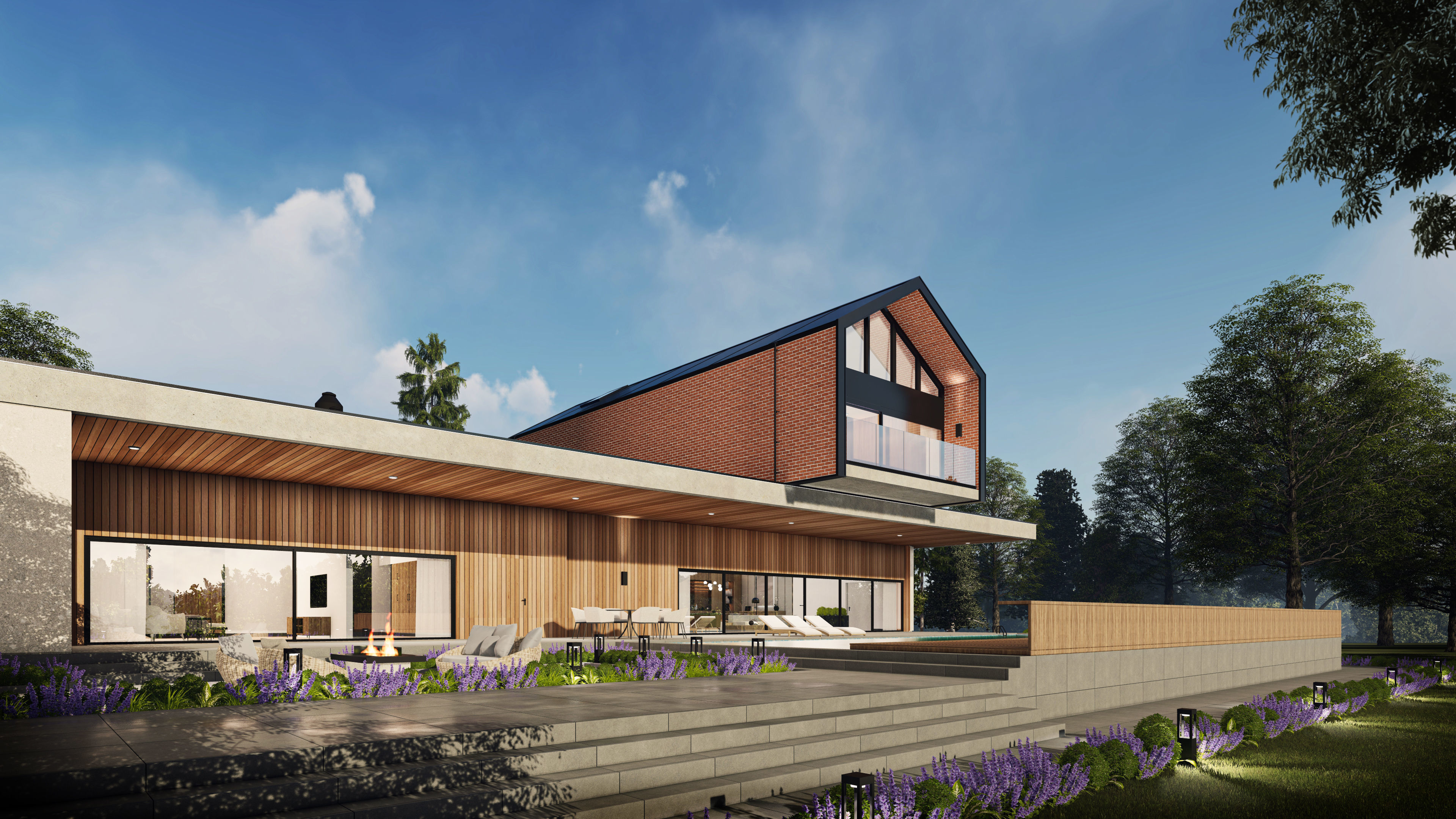 Modern Guest House Exterior Scene - kitchen bedroom furniture  3D model_3
