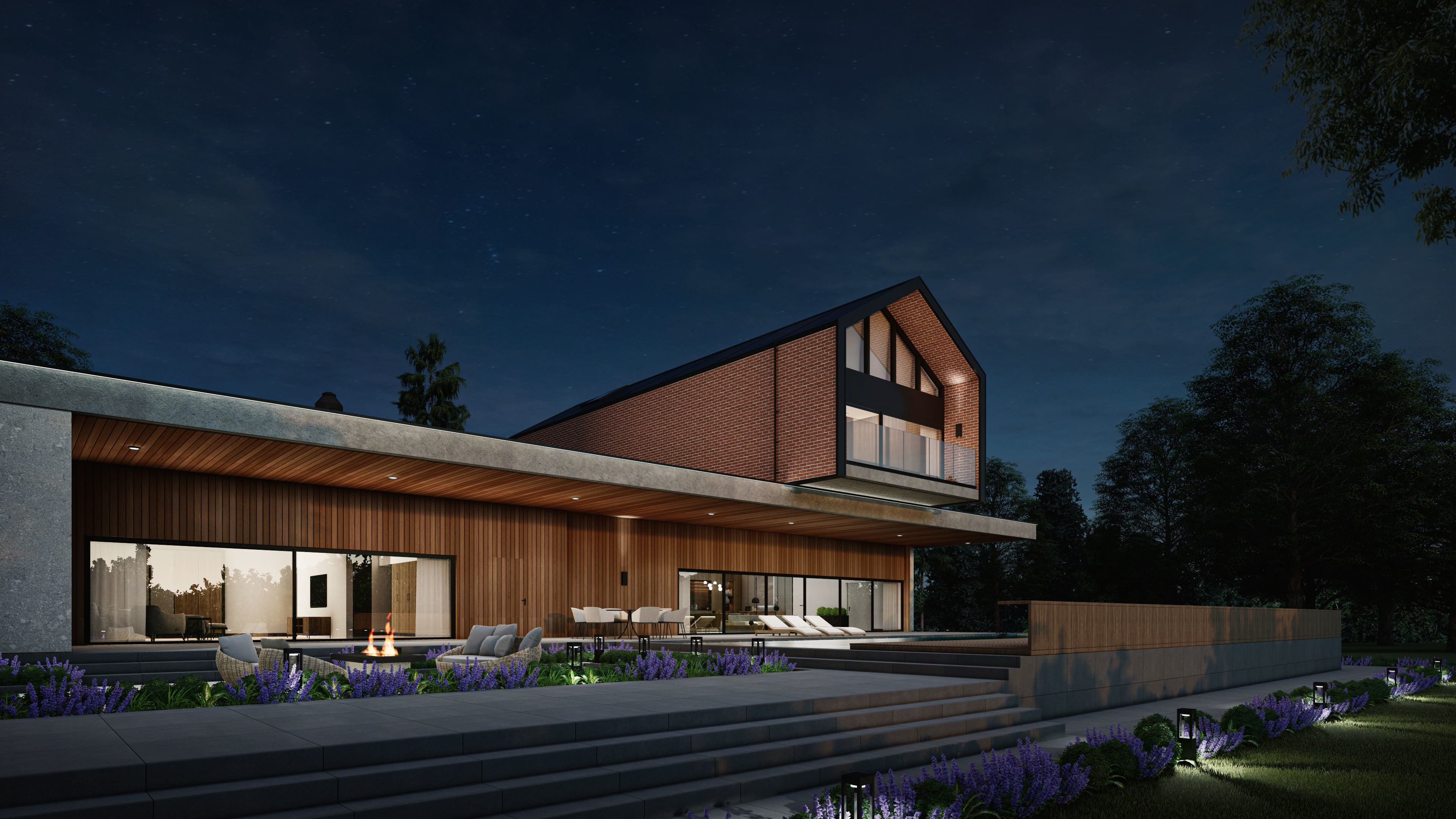Modern Guest House Exterior Scene - kitchen bedroom furniture  3D model_5