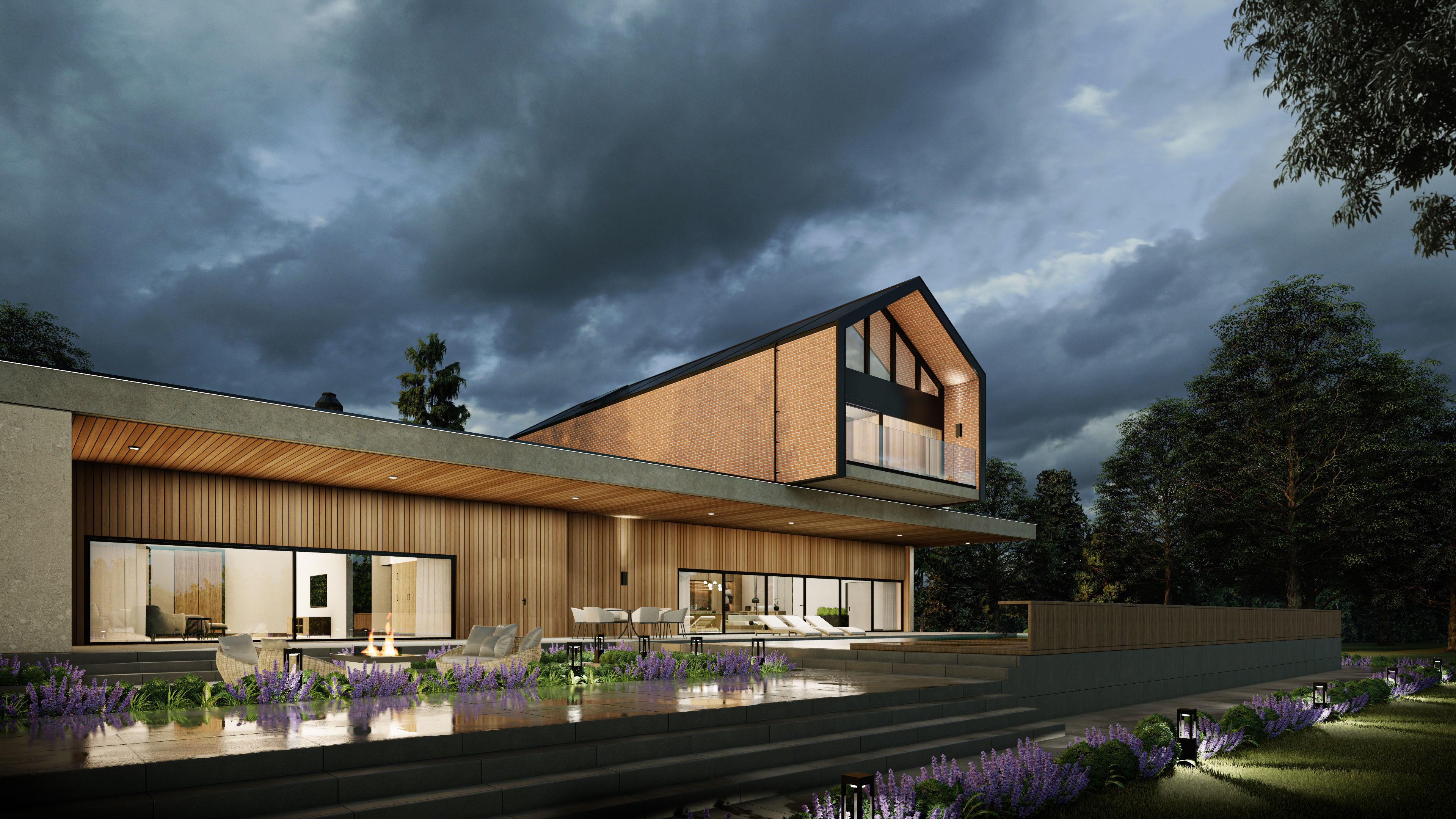 Modern Guest House Exterior Scene - kitchen bedroom furniture  3D model_6