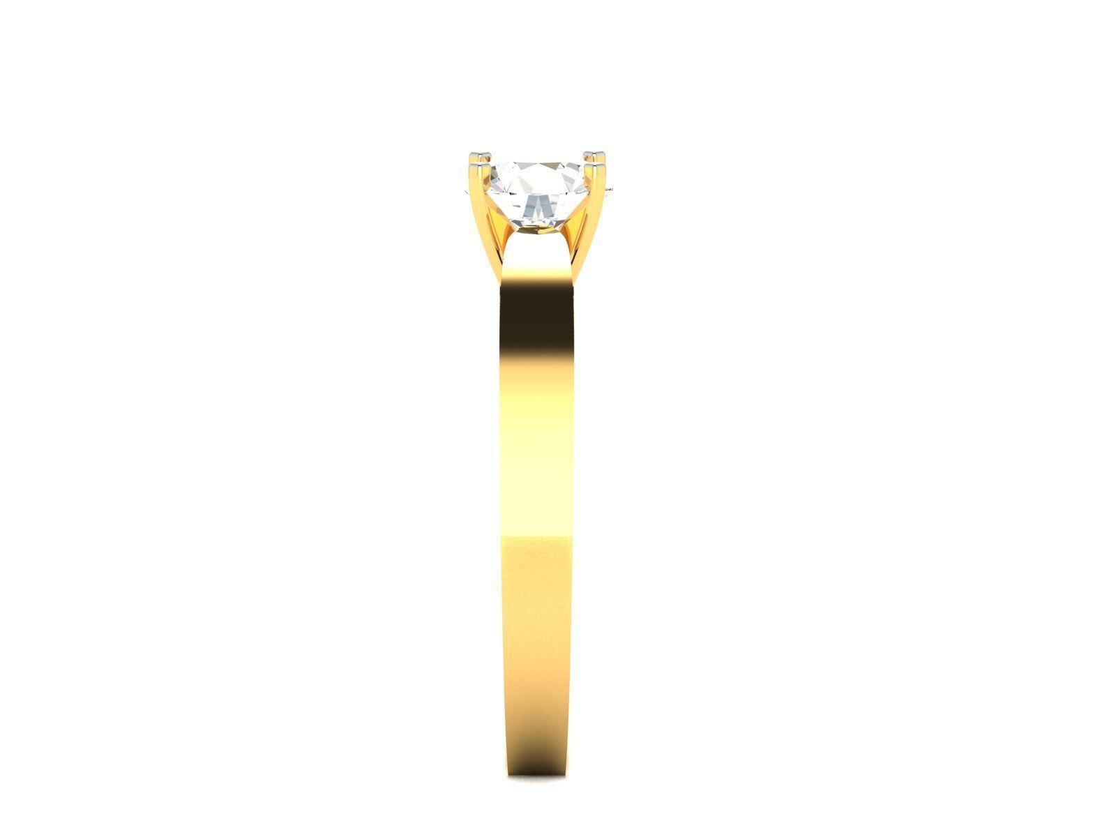 Women Mono Single Diamond Solitaire Ring 3dm render details 3D print model_7