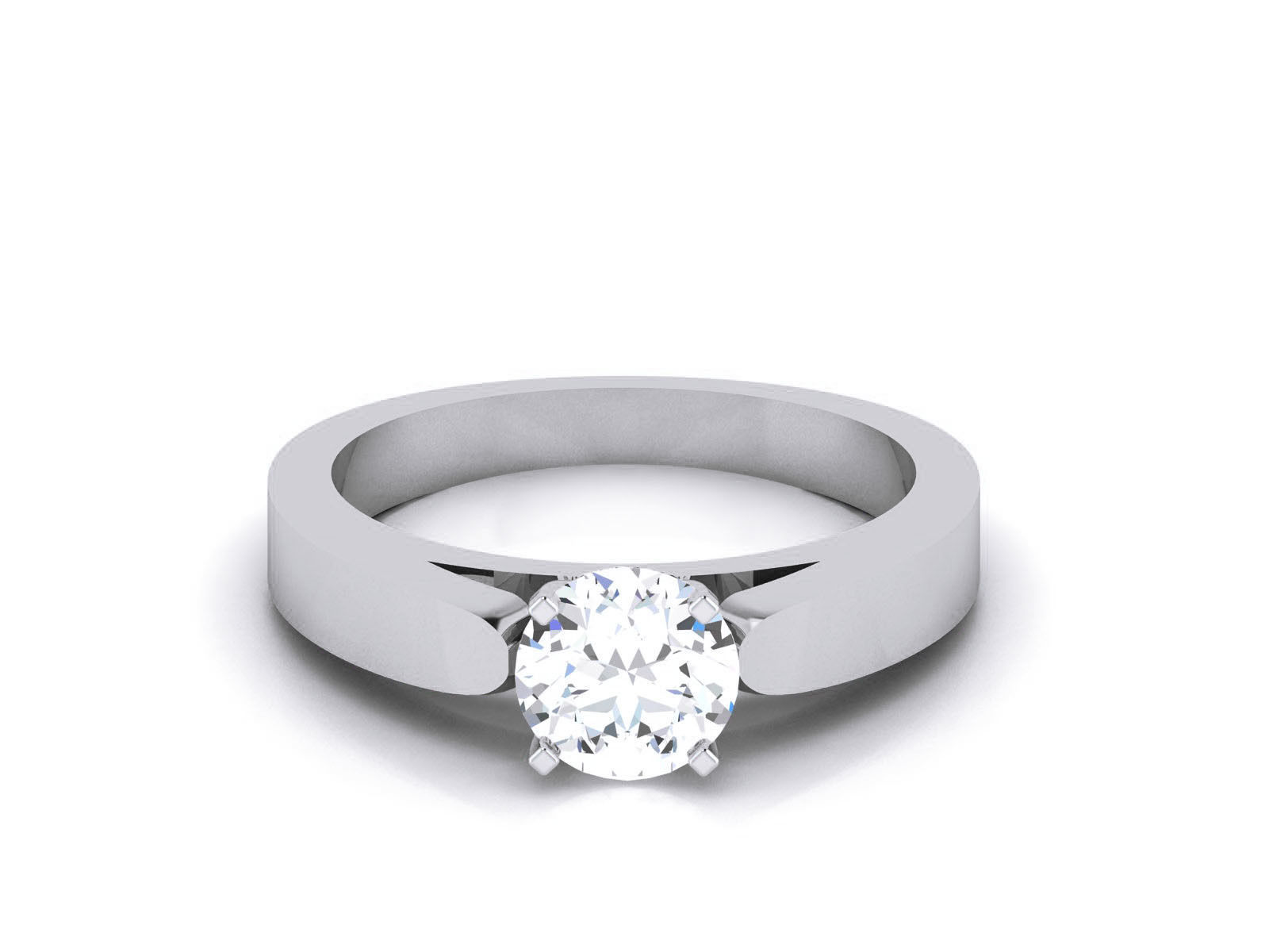 Women Mono Single Diamond Solitaire Ring 3dm render details 3D print model_11