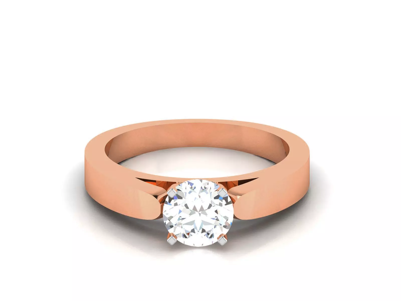 Women Mono Single Diamond Solitaire Ring 3dm render details 3D print model_0