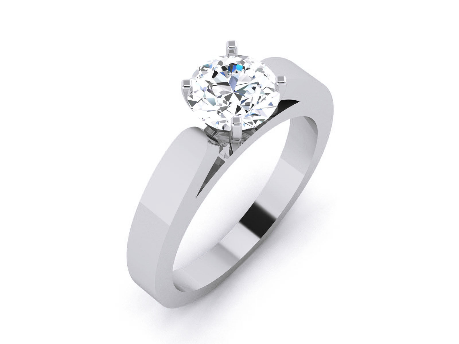 Women Mono Single Diamond Solitaire Ring 3dm render details 3D print model_2