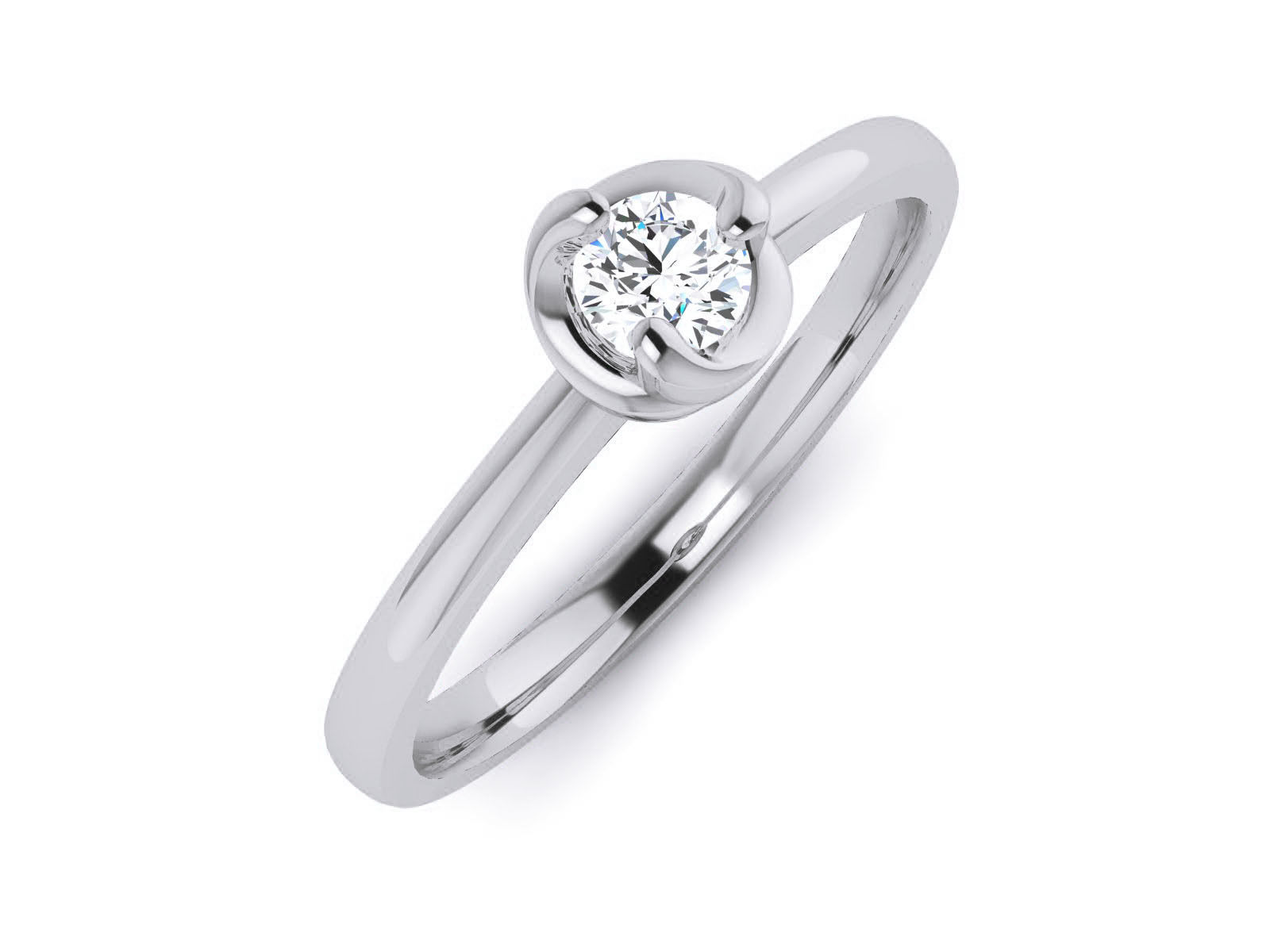 Women Mono Single Diamond Solitaire Ring 3dm render details 3D print model_1