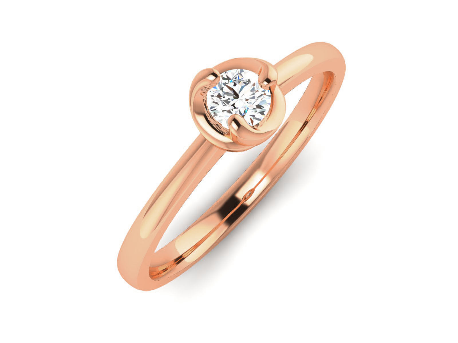 Women Mono Single Diamond Solitaire Ring 3dm render details 3D print model_3