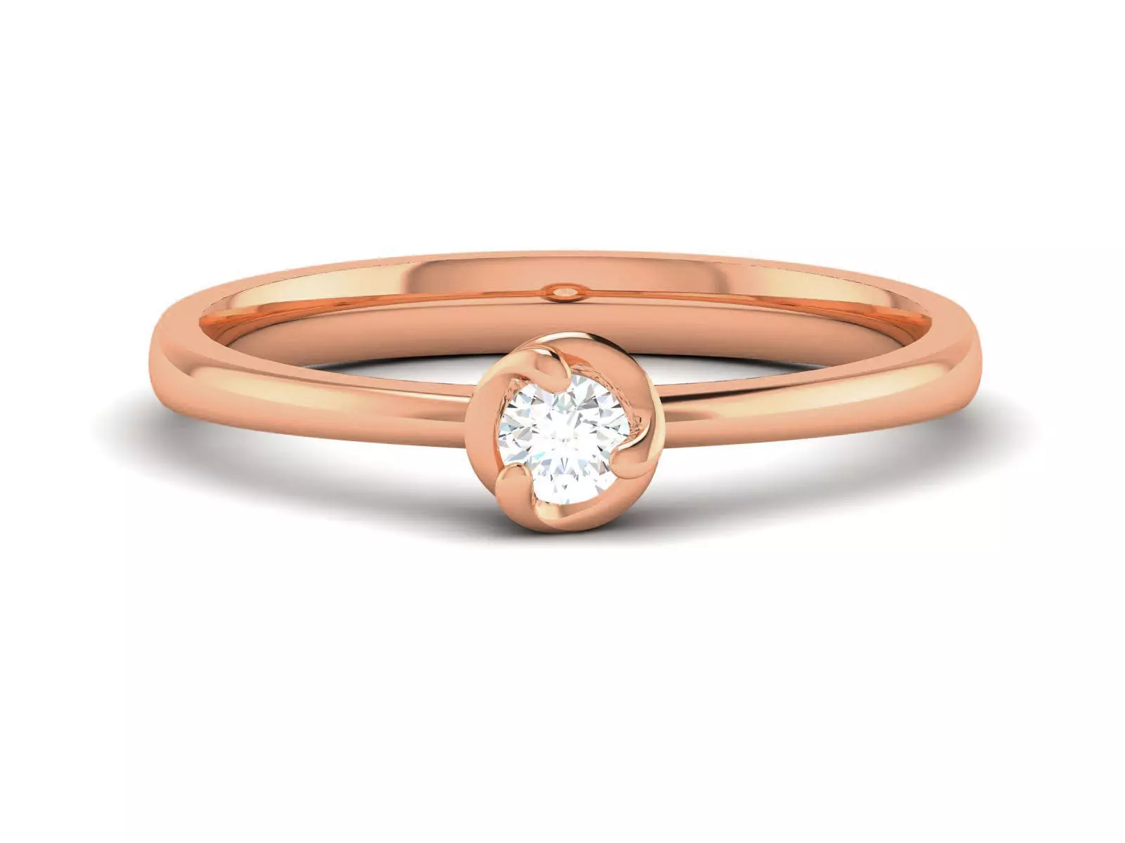 Women Mono Single Diamond Solitaire Ring 3dm render details 3D print model_0