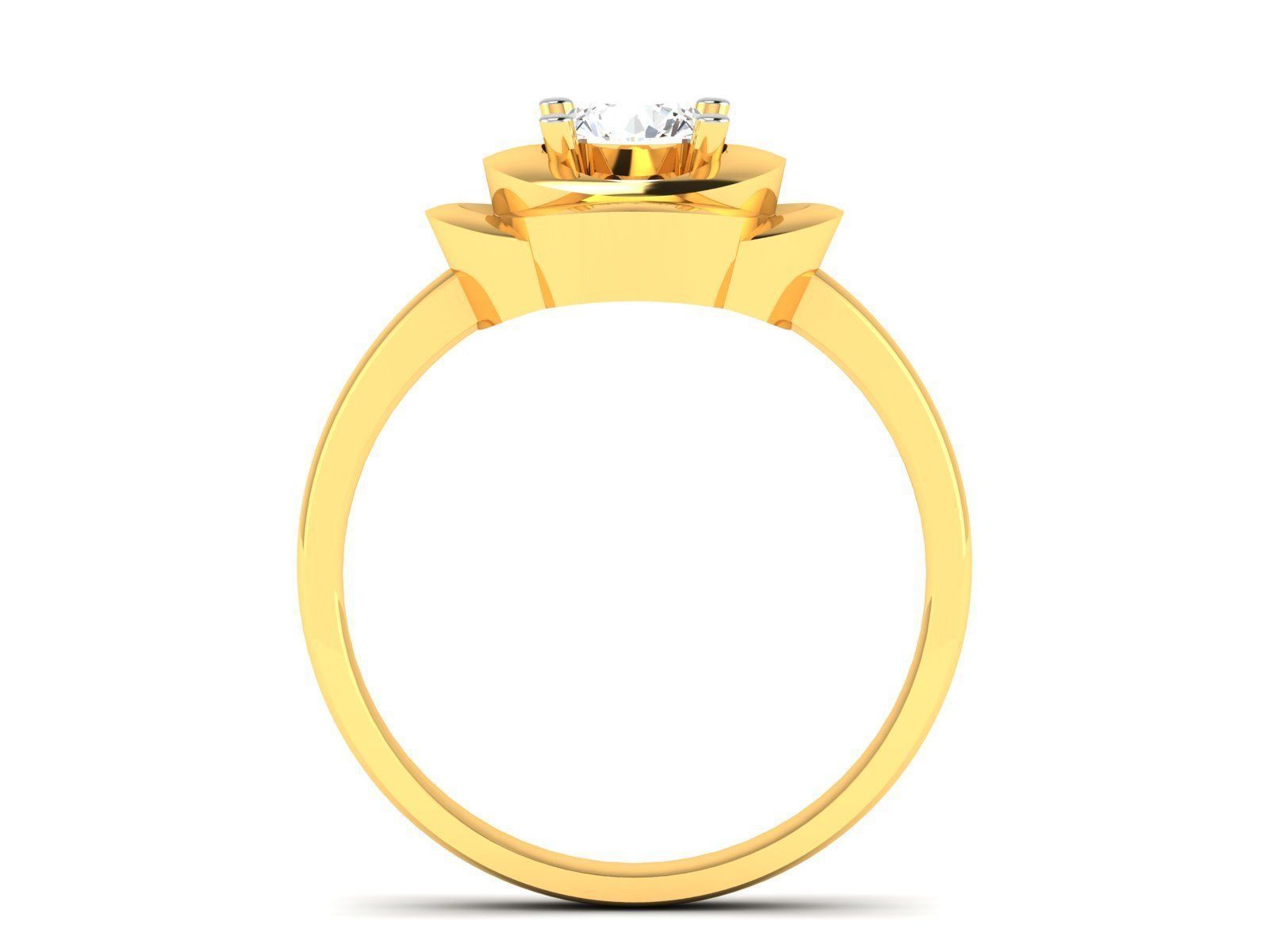 Women Mono Single Diamond Solitaire Ring 3dm render details 3D print model_4