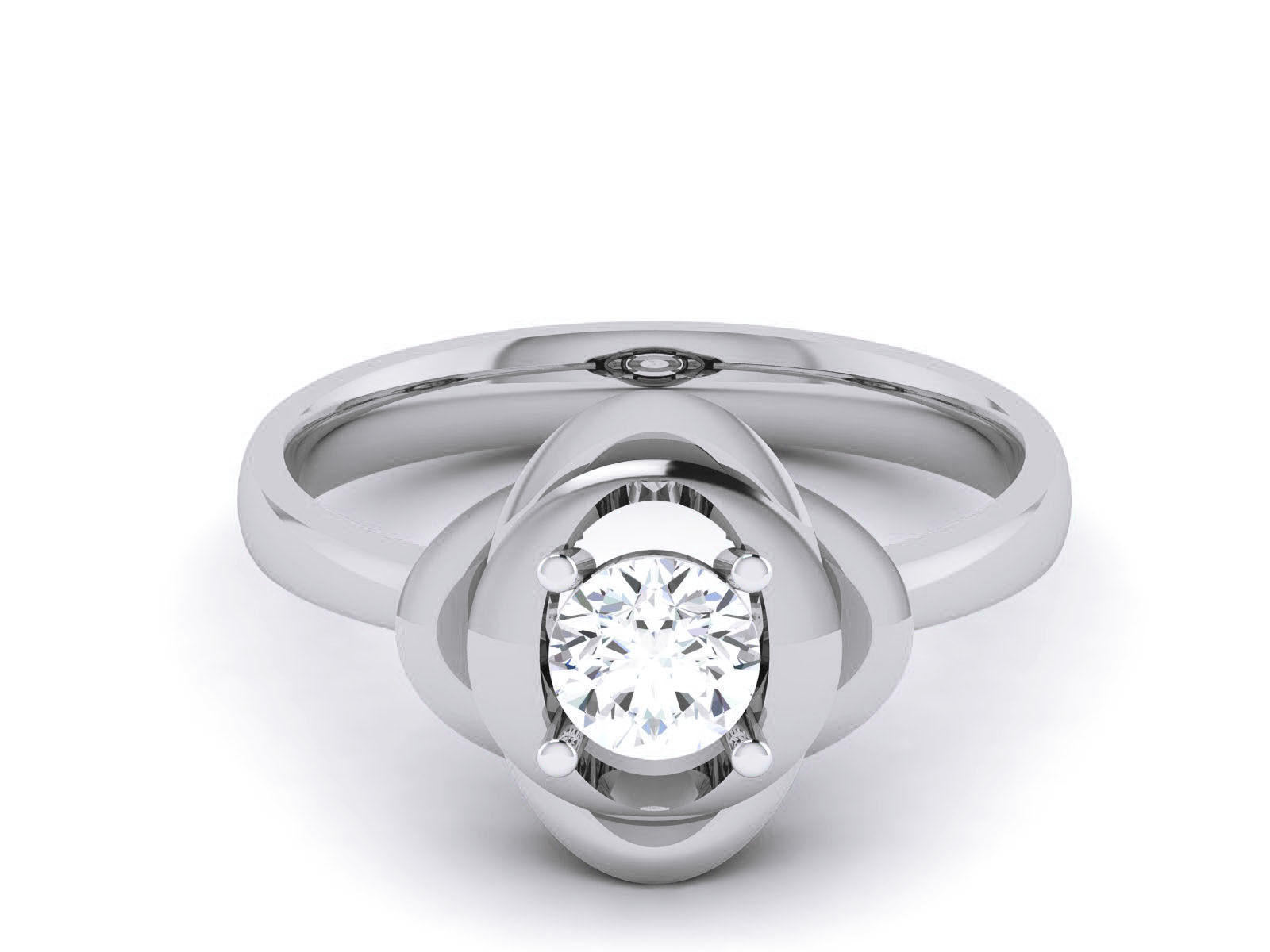 Women Mono Single Diamond Solitaire Ring 3dm render details 3D print model_12