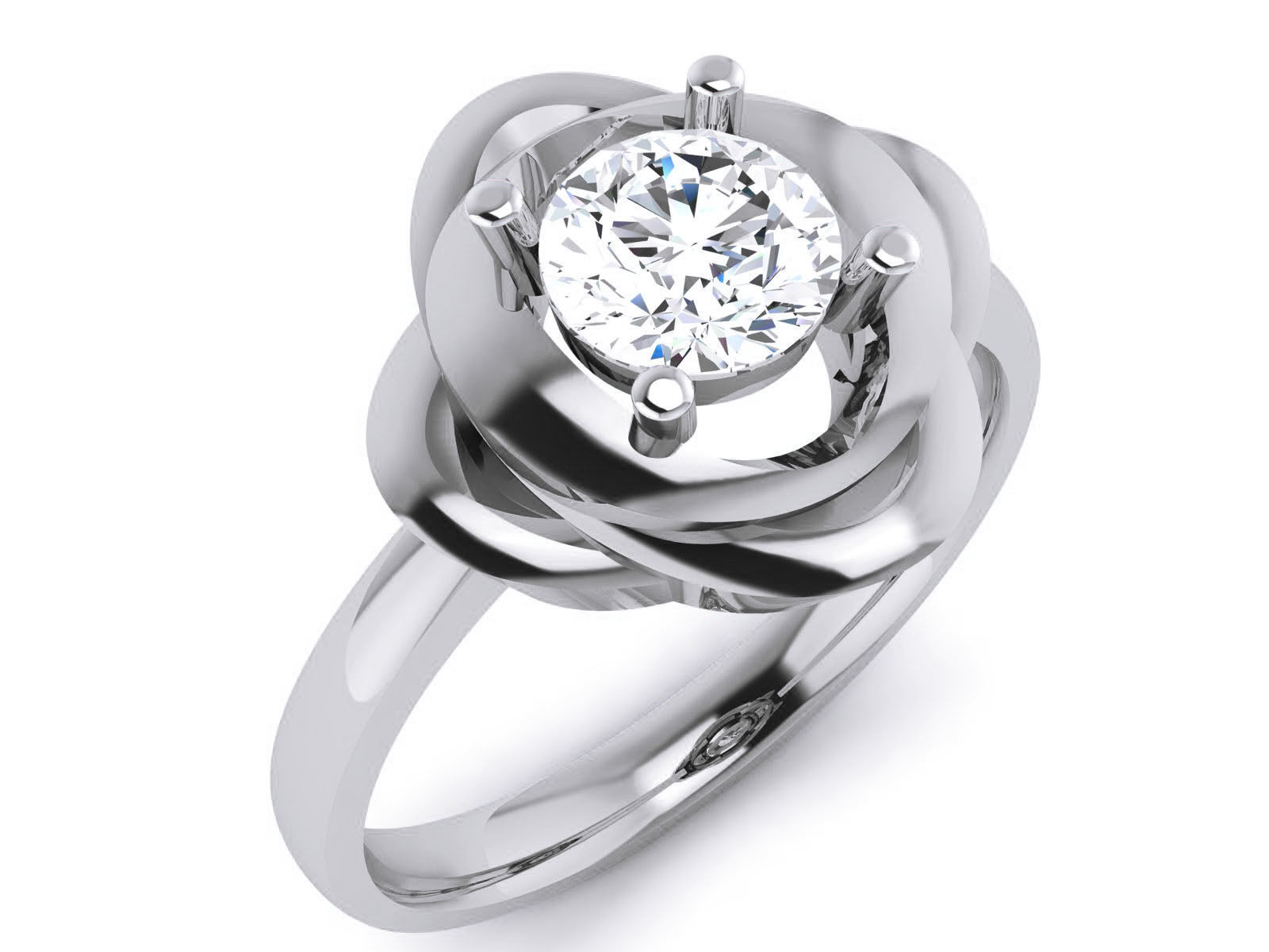 Women Mono Single Diamond Solitaire Ring 3dm render details 3D print model_2
