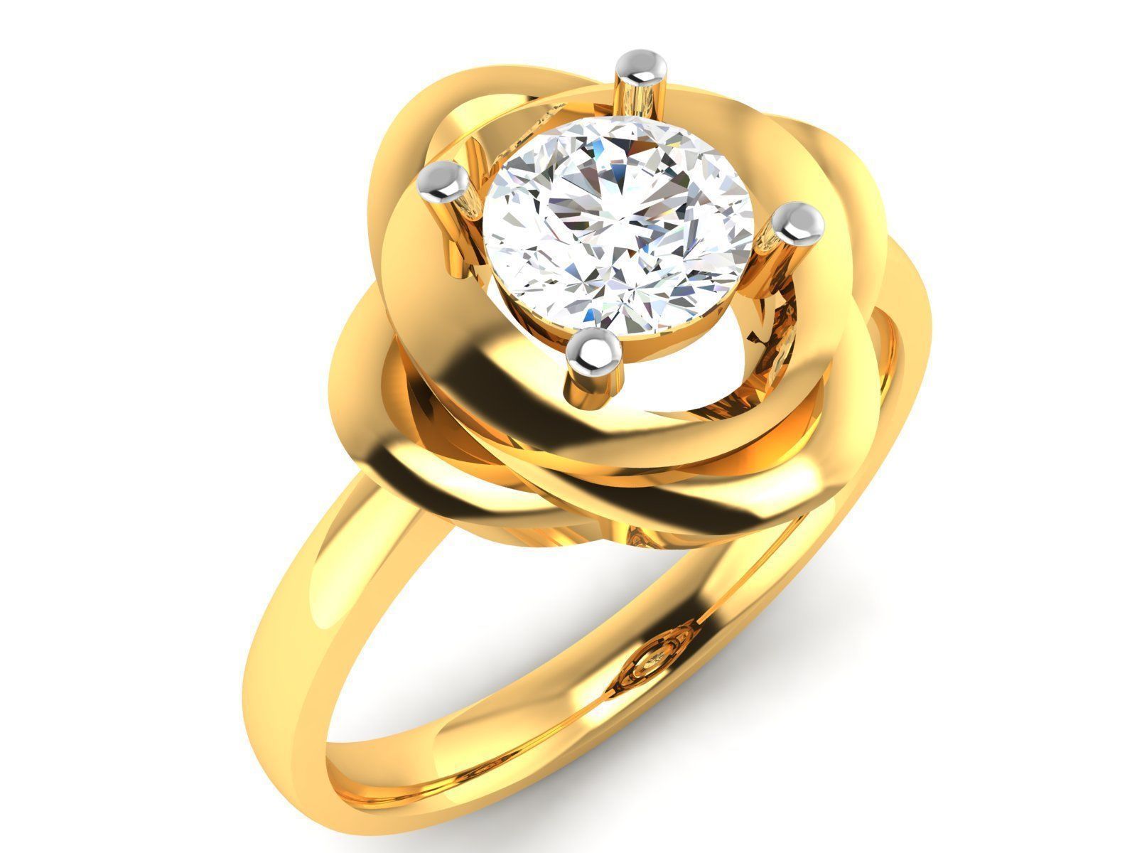 Women Mono Single Diamond Solitaire Ring 3dm render details 3D print model_1