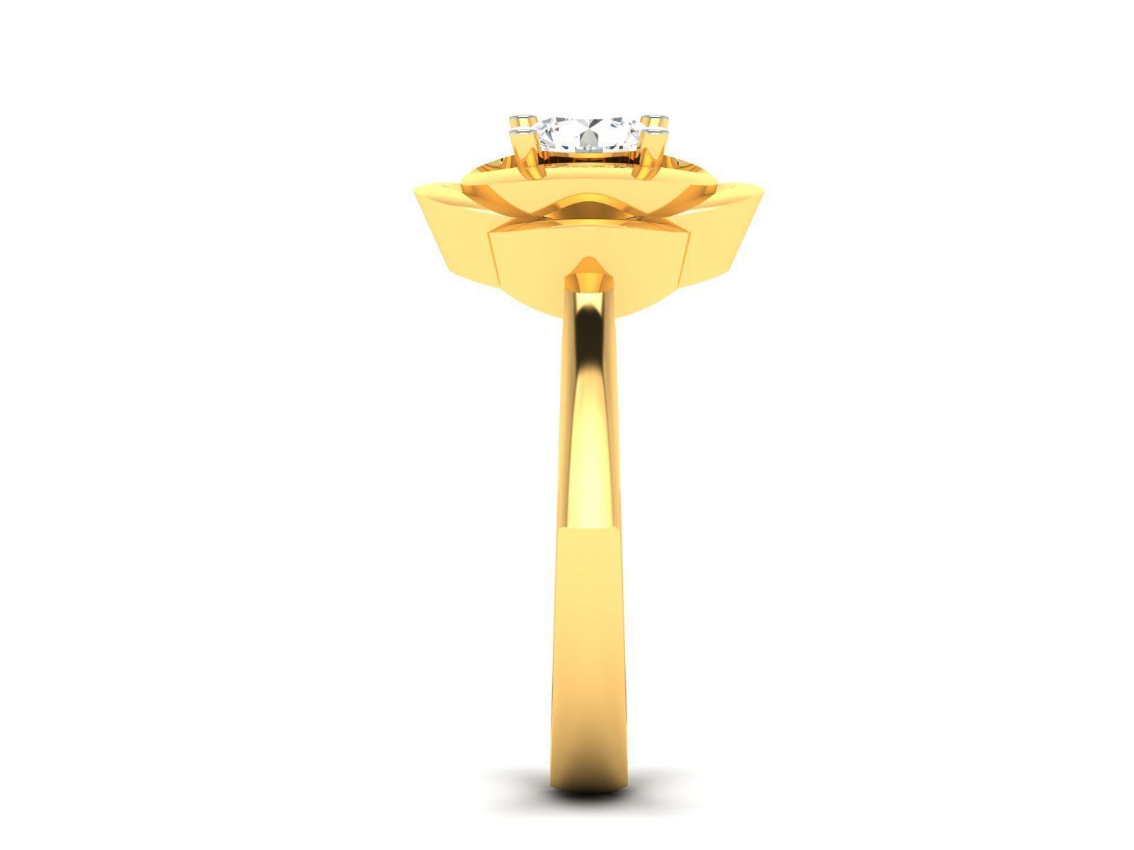 Women Mono Single Diamond Solitaire Ring 3dm render details 3D print model_8