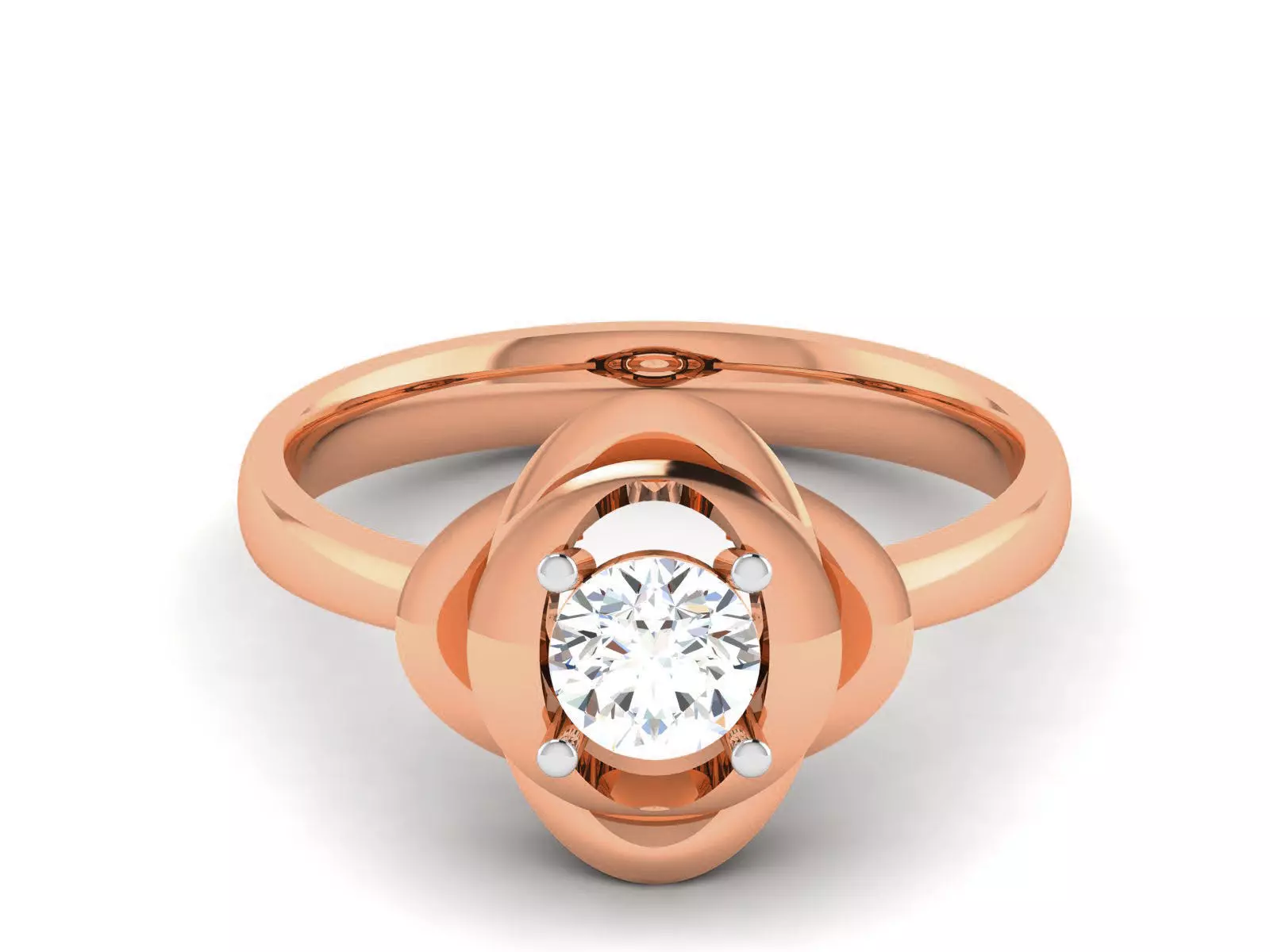 Women Mono Single Diamond Solitaire Ring 3dm render details 3D print model_0