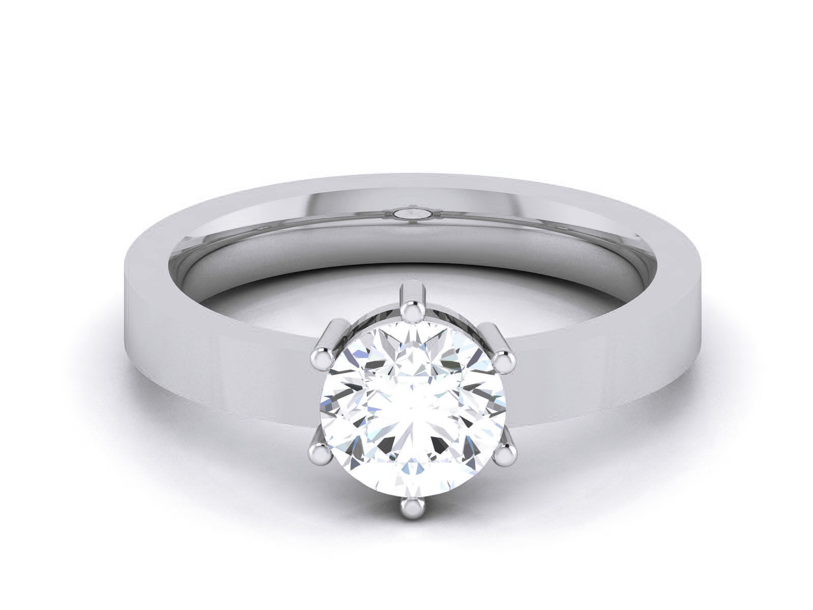 Women Mono Single Diamond Solitaire Ring 3dm render details 3D print model_11