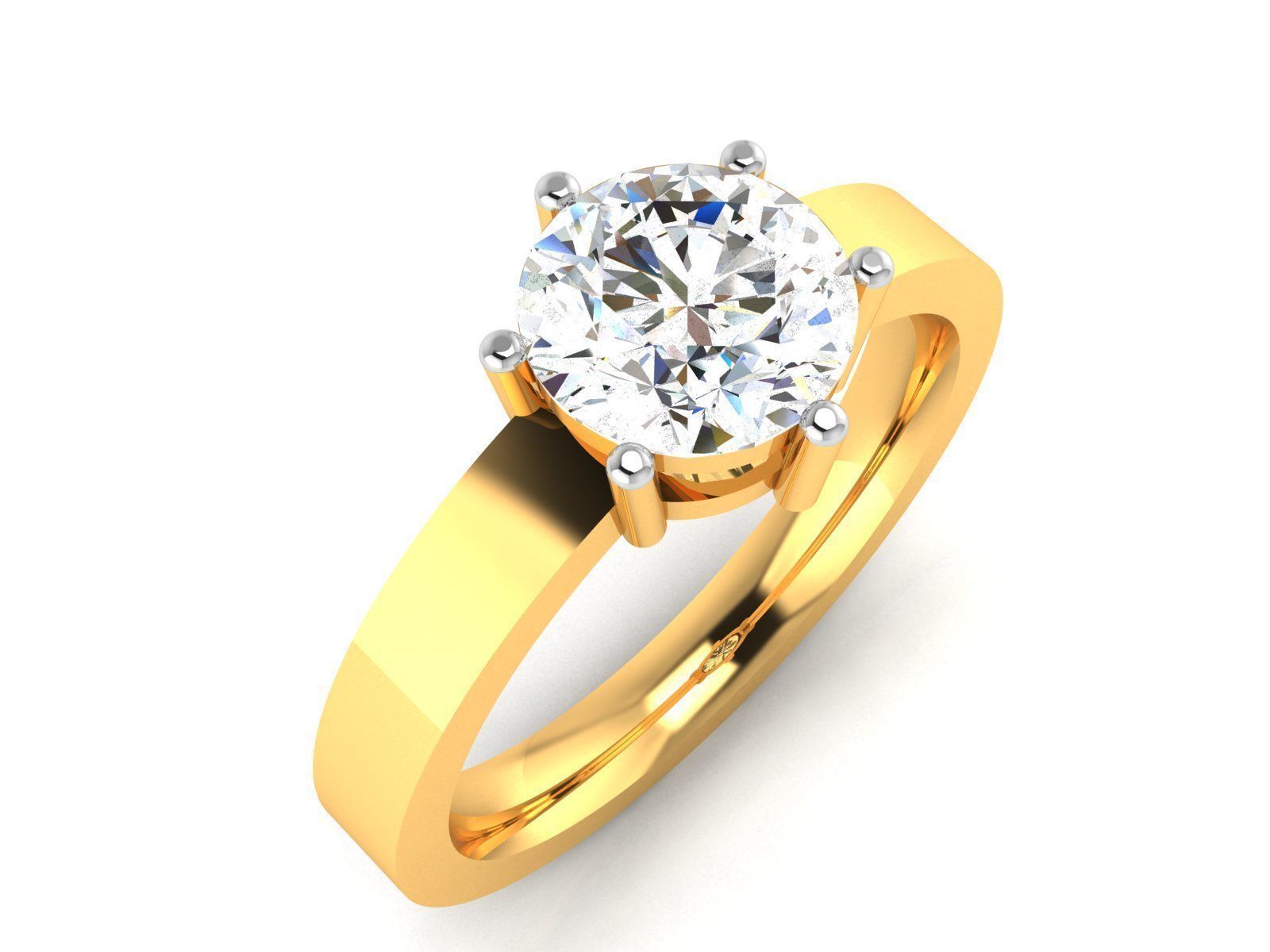 Women Mono Single Diamond Solitaire Ring 3dm render details 3D print model_2