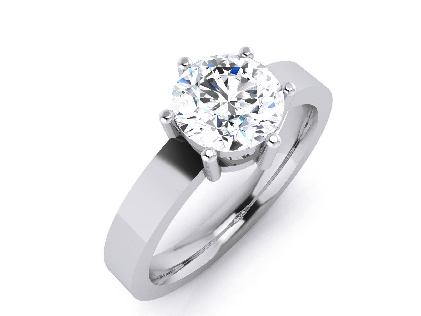 Women Mono Single Diamond Solitaire Ring 3dm render details 3D print model_3