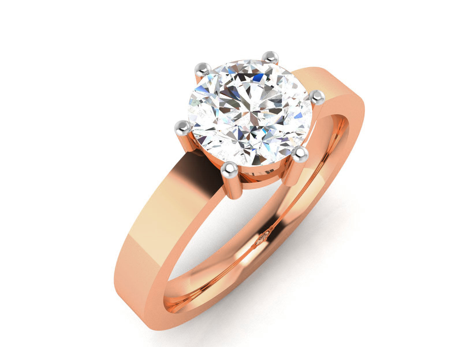 Women Mono Single Diamond Solitaire Ring 3dm render details 3D print model_1