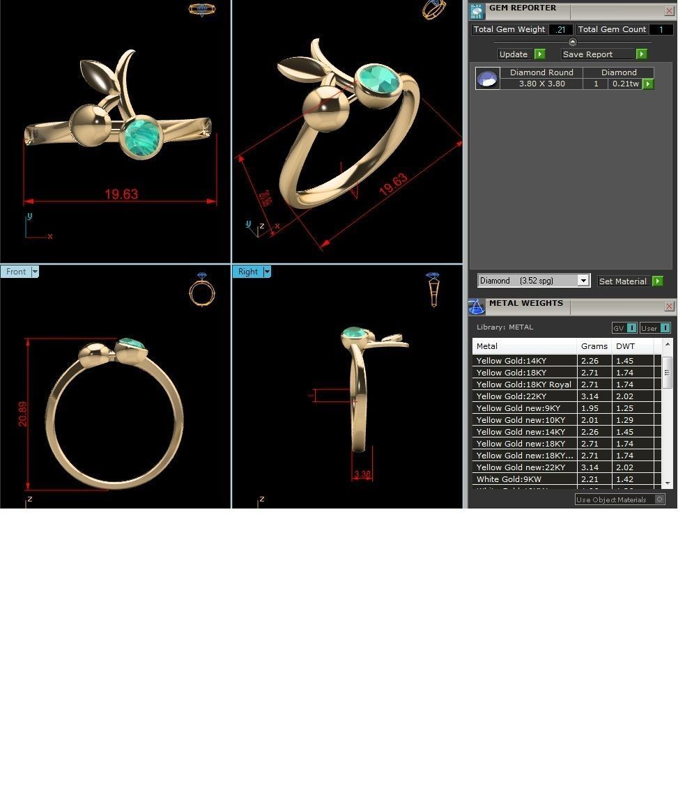 Women Mono Single Diamond Solitaire Ring 3dm render details 3D print model_12