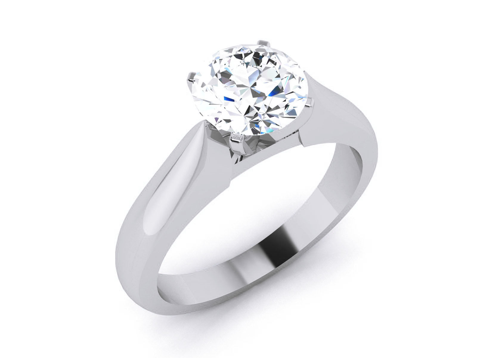 Women Mono Single Diamond Solitaire Ring 3dm render details 3D print model_2