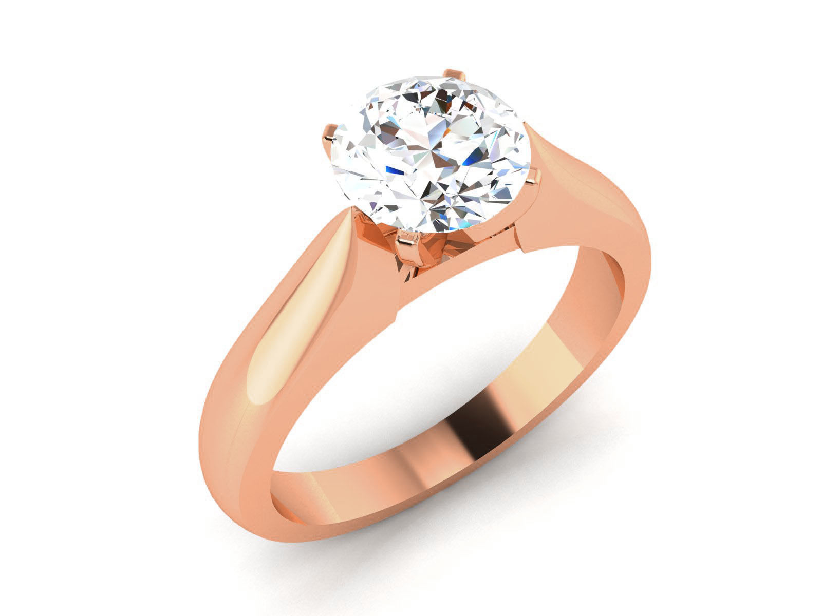 Women Mono Single Diamond Solitaire Ring 3dm render details 3D print model_3