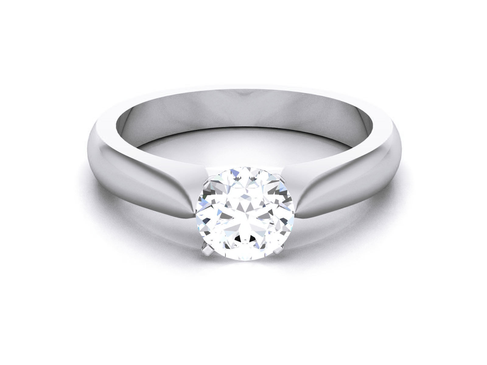 Women Mono Single Diamond Solitaire Ring 3dm render details 3D print model_12