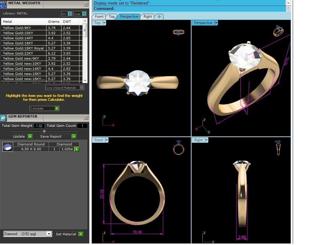 Women Mono Single Diamond Solitaire Ring 3dm render details 3D print model_4
