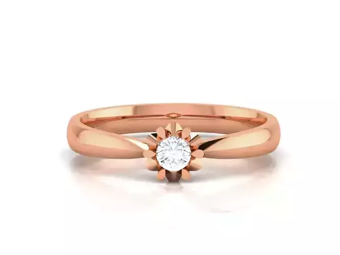 Women Mono Single Diamond Solitaire Ring 3dm render details  3D print model