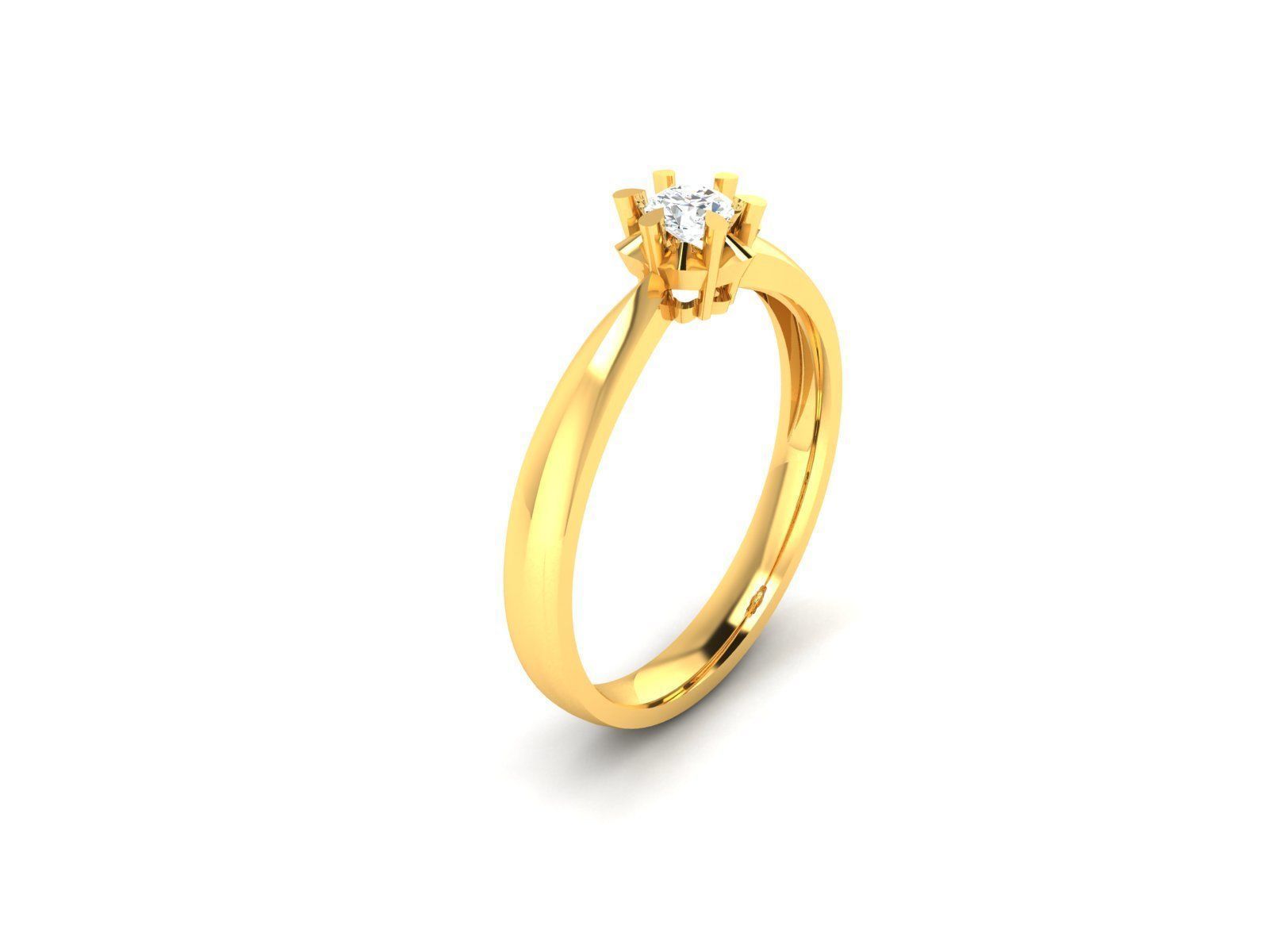 Women Mono Single Diamond Solitaire Ring 3dm render details  3D print model_8