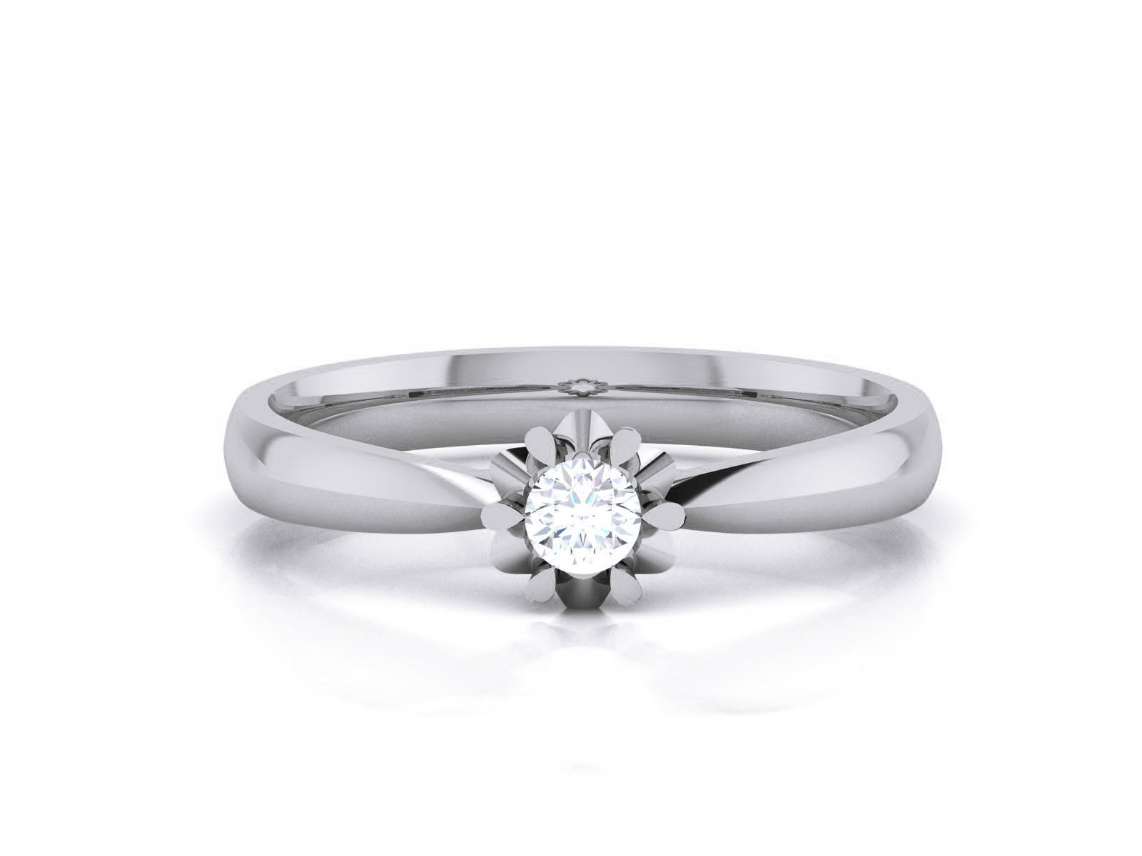 Women Mono Single Diamond Solitaire Ring 3dm render details  3D print model_5