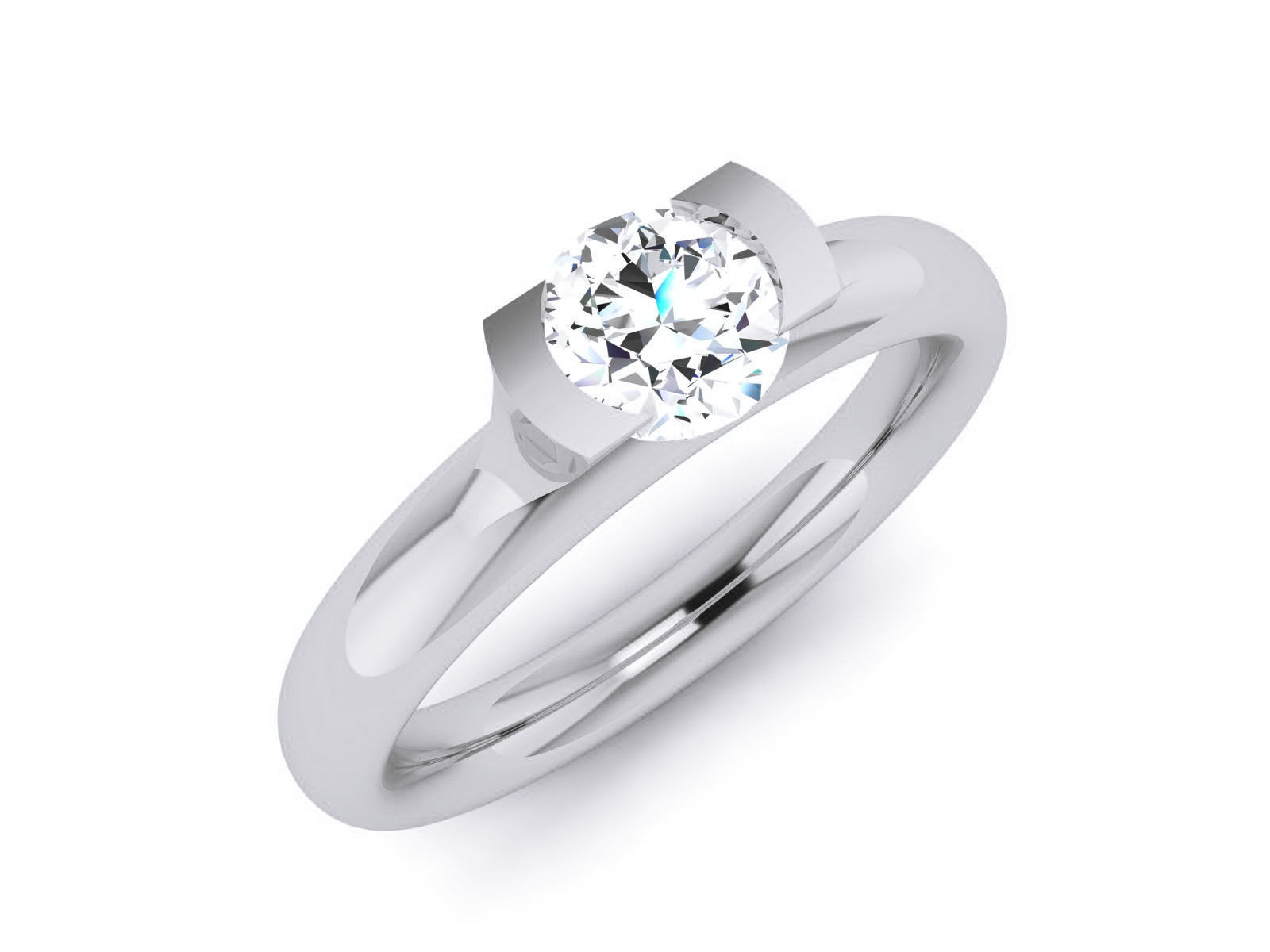 Women Mono Single Diamond Solitaire Ring 3dm render details 3D print model_2