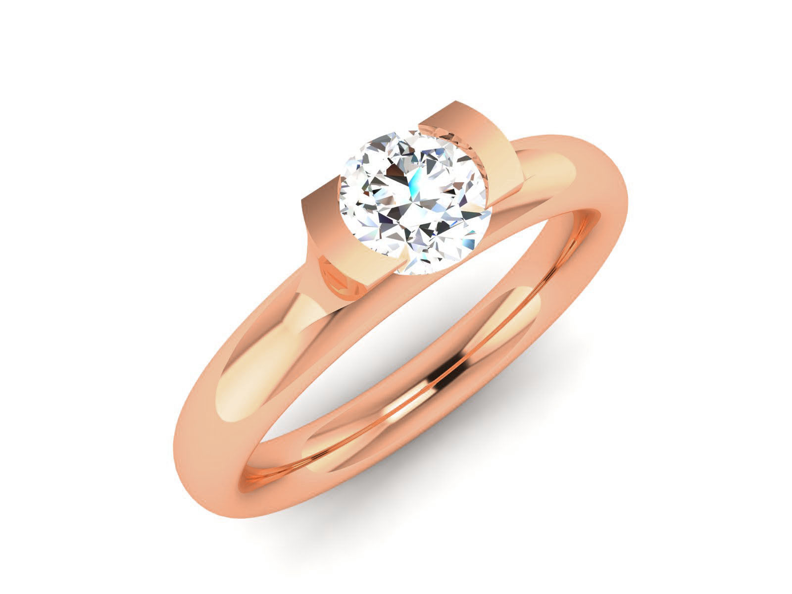 Women Mono Single Diamond Solitaire Ring 3dm render details 3D print model_3